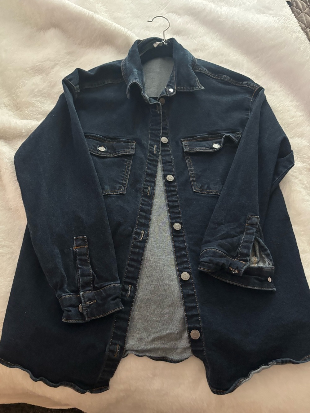 Bar III Dark Navy Button-Front Shirt Jacket
